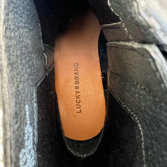 LUCKY BRAND Candre Motorcycle Boot Black Double Buckle Zip Entry 6.5 Women Size - Picture 12 of 15